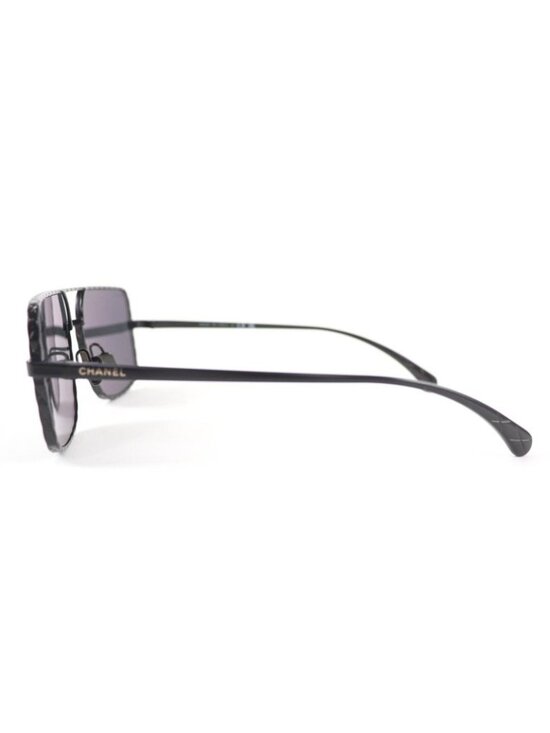 Chanel Pilot Sunglasses Logo Quilted Two Bridge Black main image 11
